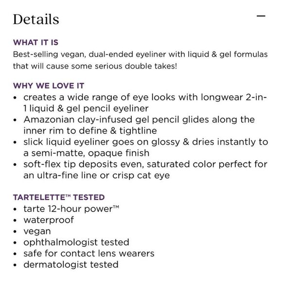 🌷 Tarte Double Take Black Eyeliner New Full sz - Picture 7 of 8